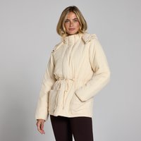 Damska krótka kurtka z regulowanym pasem z kolekcji MP – Soft Cream - M