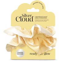 Silver Cloud Satin Frilly Hair Scrunchies - Buttercup Collection
