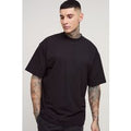 Camiseta Tall Básica Oversize Con Cuello Extendido, Negro