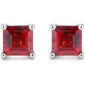 Swear Unique 1.0ct Natural Red Garnet Sterling Silver Square Studs Earrings 5mm