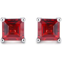 Swear Unique 1.0ct Natural Red Garnet Sterling Silver Square Studs Earrings 5mm