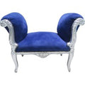 Casa Padrino Barock Schemel Hocker Royal Blau / Silber - Sitzbank - MÃ¶bel Antik Stil