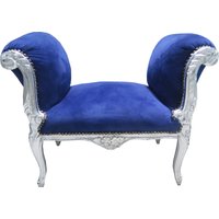 Casa Padrino Barock Schemel Hocker Royal Blau / Silber - Sitzbank - MÃ¶bel Antik Stil
