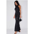 Black Sequin Halterneck Flared Backless Jumpsuit