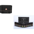 Siming Flame Aromatherapy Machine Home Bedroom Silent Atmosphere Light Humidifier Flame Diffuser Home Decor | Color: Black set | Electrical outlet: USB