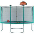 Air Dog 12ft Trampoline with Safety Enclosure - Free Basketball & Water Mister - Green