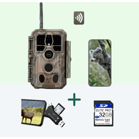 Caméra de Chasse WiFi, 64MP HD 1296P,0.1S Temps de Déclenchement,No Glow LED Infrarouge et IP66 Étanche| A280W+ cartes SD 32Go et lecteur carte SD
