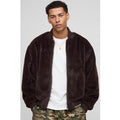 Regular Fit Faux Fur Bomber Jacket, Brown