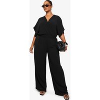 Mono Plus De Pernera Ancha Con Mangas De Blusón, Negro