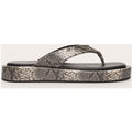 Snake Pu Round Toe Thong Flatform Sandals, Snake Print
