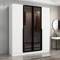Kale Mirrored Wardrobe with 4 Doors in White and Dark Grey