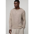 Sudadera Oversize De Punto Con Capucha, Beige