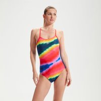 Maillot de bain Femme Allover avec bretelles croisées dans le dos Bleu/rouge/orange