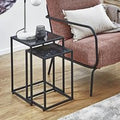 Demopolis Metal Nest Of 2 Tables In Black Marble Effect