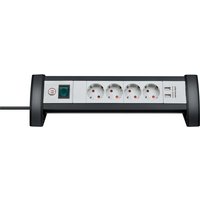 Stekkerdoos Brennenstuhl bureau Premium 4 voudig inclusief 2 USB 1.8 meter wit/grijs