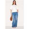 Mid Blue Elasticated Waistband Wide Leg Jeans, Mid Blue Wash