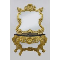 Casa Padrino Barock Spiegelkonsole mit Marmorplatte Gold Schwarz 120 x H. 220 cm