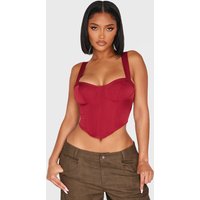 Shape Burgundy Woven Corset Crop Top