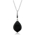 Art Deco Style Black Onyx Cabochon & Black Spinel Pendant in Sterling Silver