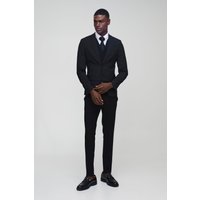 Chaqueta De Traje Súper Ajustada Con Botonadura, Negro