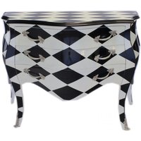Casa Padrino Barock Kommode Karo Schwarz / WeiÃ  - Handgefertigt aus Massivholz-  Limited Edition