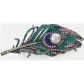 Spilla piuma pavone con strass e perla