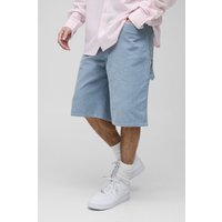 Pantalón Deportivo De Pana Con Lavado De Ácido Y Estampado Carpenter, Azul
