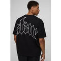 Black Oversized Star Printed T-Shirt, Negro