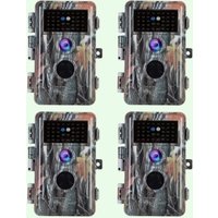 Pack x4 Caméras Animaux Nocturne Vision 64MP HD1296P,Détection de Mouvement PIR de 70° Étanche IP66 et Fonction Time Lapse |A252 Camouflage Sombre