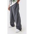 Pantalones Bombachos Con Línea Lateral Y Cintura Elástica, Gris
