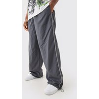 Pantalones Bombachos Con Línea Lateral Y Cintura Elástica, Gris