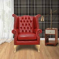 Chesterfield Queen Anne High Back Wing Chair China Red