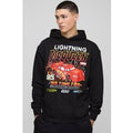 Sudadera Oversize Con Capucha Y Estampado De Disney Cars, Negro