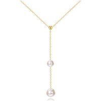 14K Gold Pearl Non-adjustable Y-Necklace