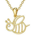 14K Gold Moissanite Bees Pendant Necklace