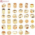 18K Gold Color Brass Square Cylinder Heart Irregular Spacer Beads Bracelet Beads Jewelry Making Supplies Findings Accessories