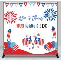 Red White I Do USA Flags Custom Wedding Backdrop - Aperturee