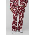 Pantalón Plus De Campana Con Estampado De Tapiz De Flores, Rojo