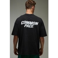 Man Active Common Pace Washed Oversized T-Shirt, Negro
