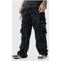 Vaqueros Tall Holgados Sin Tratar Con Hebilla Y Tiras, Negro