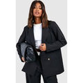 Americana Básica Oversize Con Botonadura Doble, Negro