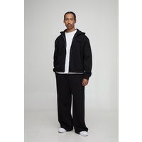 Oversized Boxy Man Hooded Zip Through Wide Leg Tracksuit, Negro