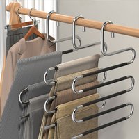 1/2/3pcs stainless steel pants rack, anti slip pants storage rack, towel and scarf rack, S-shaped pants clip, towel rack