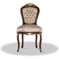 Casa Padrino Barock Esszimmerstuhl Braun Gold Silber - Antik Stil MÃ¶bel