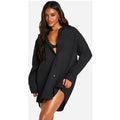 Camisa Oversize De Lino Para La Playa, Negro