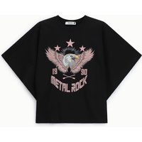 Oversize T-Shirt mit Adler Print Rundhals