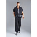 Pantalón Y Camisa Recta Elástica Técnica, Negro