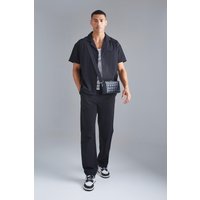 Pantalón Y Camisa Recta Elástica Técnica, Negro