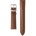 leather curved wristband brown, silver buckle 20mm