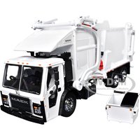 Mack LR Refuse Garbage Truck with McNeilus Meridian Front Loader White with Trash Bin 1/64 Diecast Model by DCP/First Gear